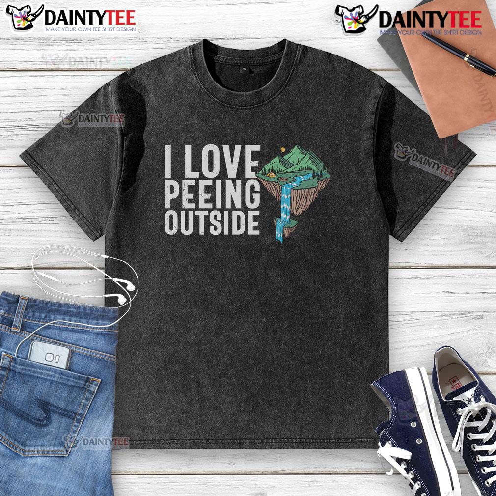 Funny I Love Peeing Outside Camper Camping Washed T Shirt Funny I Love Peeing Outside Camper T-Shirt for Camping Enthusiasts - Perfect for outdoor adventures and humor.