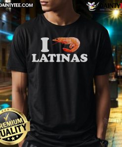 Funny I Shrimp Latinas T-Shirt featuring a playful shrimp graphic and vibrant colors, perfect for casual wear.