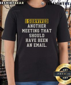 Funny 'I Survived Another Meeting That Should Have Been An Email' ladies tee, perfect for office humor lovers.