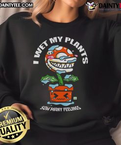 Funny I Wet My Plants sweatshirt featuring a carnivorous pot plant design, perfect for plant lovers and humor enthusiasts.