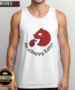 Funny I'm A Happy Eater tank top design featuring playful food graphics and bright colors, perfect for food lovers.