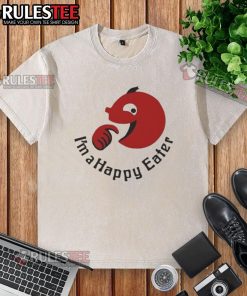 Funny I'm a Happy Eater washed t-shirt design featuring vibrant colors and playful typography for food lovers.