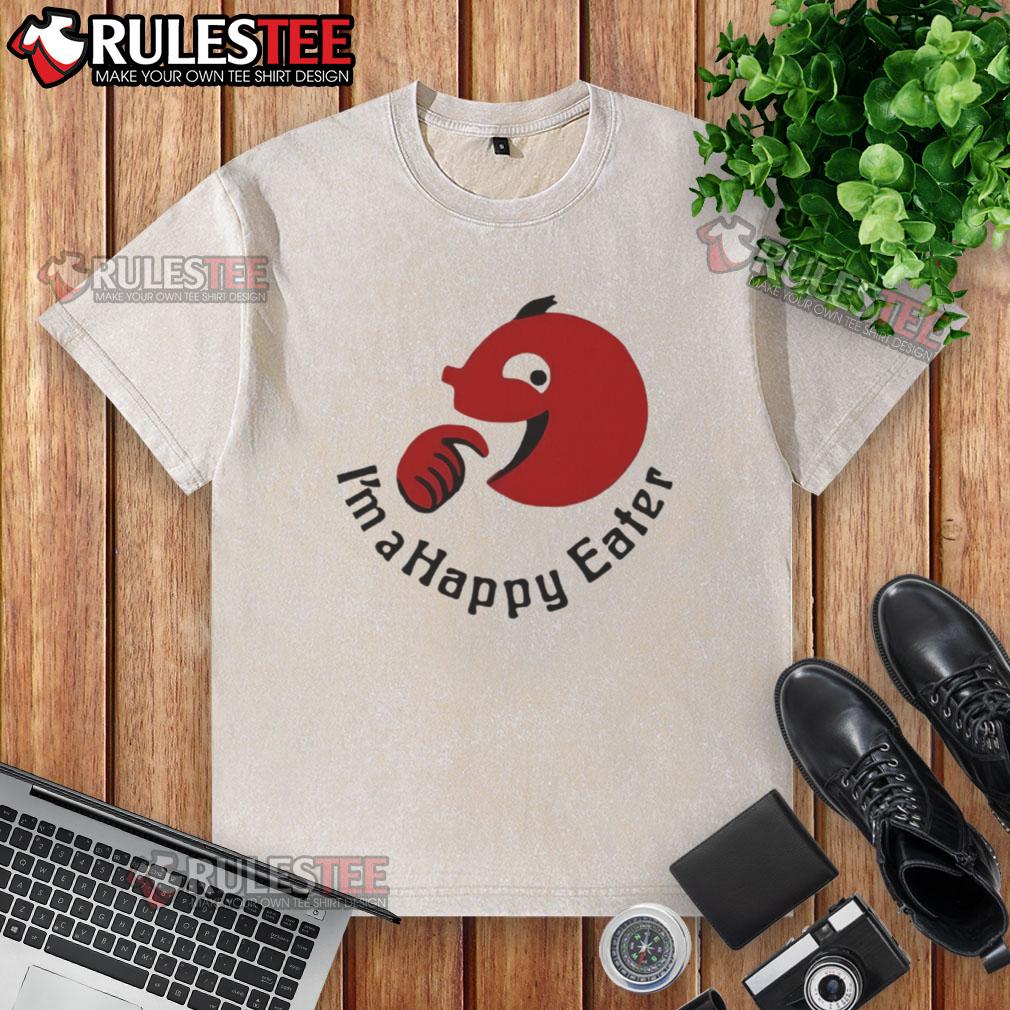 Funny I'M A Happy Eater Washed T Shirt Funny I'm a Happy Eater washed t-shirt design featuring vibrant colors and playful typography for food lovers.