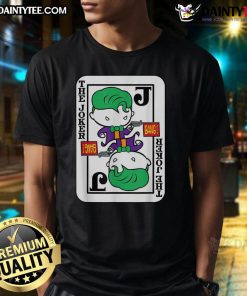 Funny Joker Card Bang Gun Cartoon T-Shirt featuring a whimsical design of a joker with a playful bang gun graphic.
