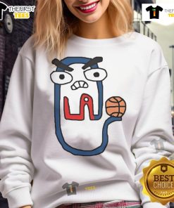 Funny Los Angeles Clippers clip art sweatshirt featuring vibrant graphics and a playful design for basketball fans.