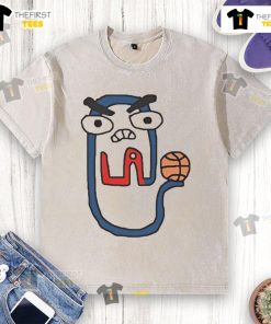Alt Text: Funny Los Angeles Clippers clip art on a washed t-shirt, showcasing team spirit and humor for basketball fans.