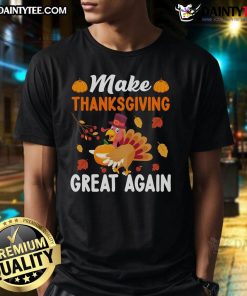 Alt Text: Funny Make Thanksgiving Great Again turkey pumpkin t-shirt design featuring a whimsical turkey and autumn colors.