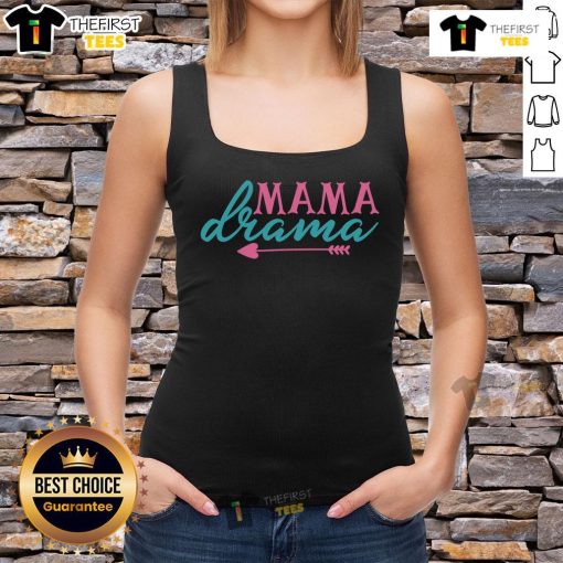 Funny Mama Drama Tank Top featuring humorous text design, perfect for casual outings and showcasing a fun mom vibe.