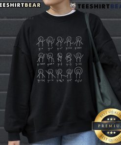 Funny math graphs personified on a sweatshirt featuring calculus and algebra designs for math lovers.