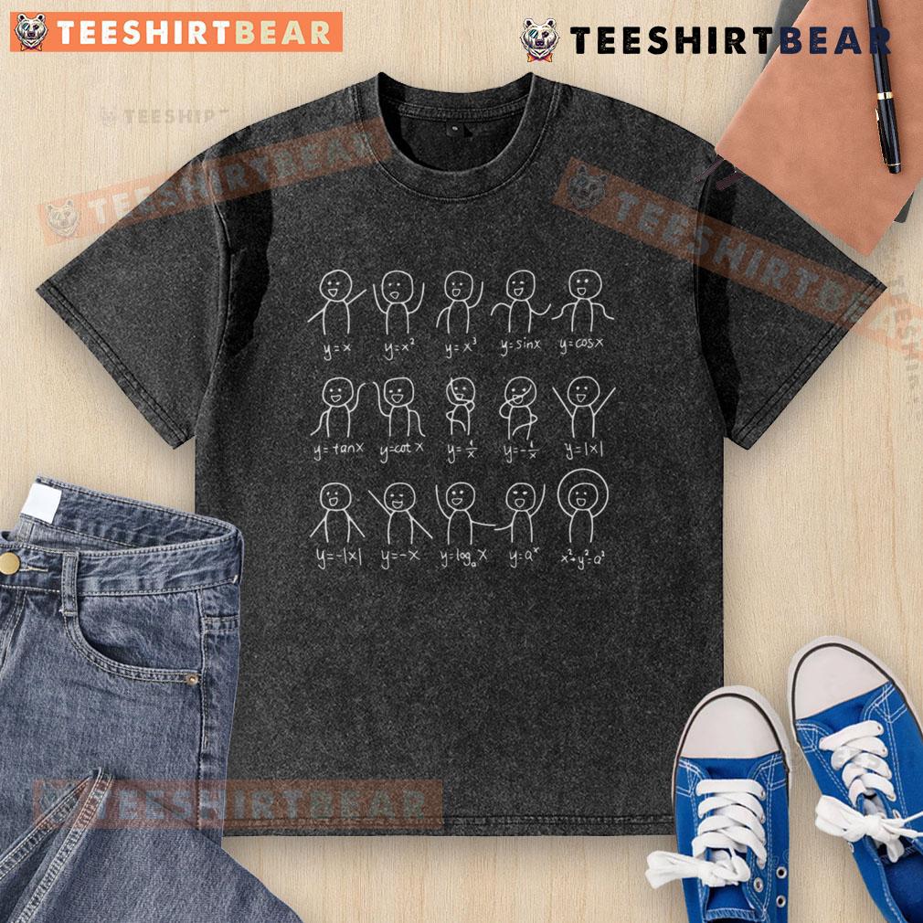 Funny Math Graphs Personified Calculus And Algebra Washed T Shirt Funny math graphs personified on a washed t-shirt featuring calculus and algebra designs for math lovers.