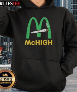 Funny McHigh McDonald's hoodie featuring a humorous design with a cigarette, perfect for casual streetwear.