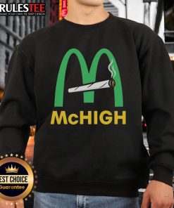 Funny McHIGH McDonald's cigarette sweatshirt featuring a playful design with vibrant colors and humorous graphics.