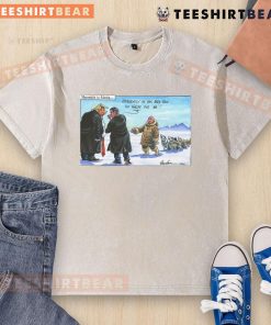 Alt Text: Funny Meanwhile in Alaska t-shirt featuring 100+ words for 'no' with Trump and Putin graphics.