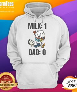 Funny Milk 1 Dad 0 Hoodie featuring a humorous graphic design, perfect for dad jokes and casual wear.