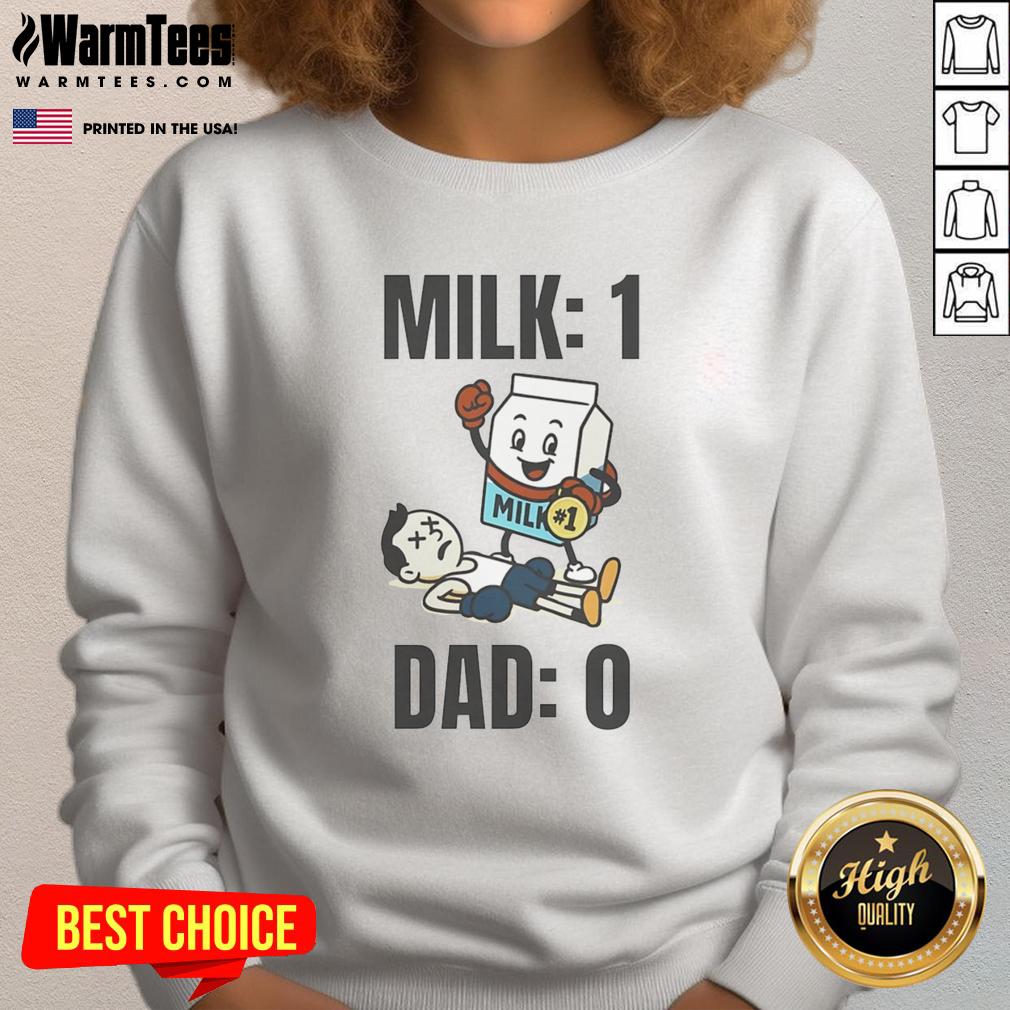 Funny Milk 1 Dad 0 Sweatshirt Funny Milk 1 Dad 0 sweatshirt featuring a humorous graphic perfect for dads who love a good laugh and playful style.
