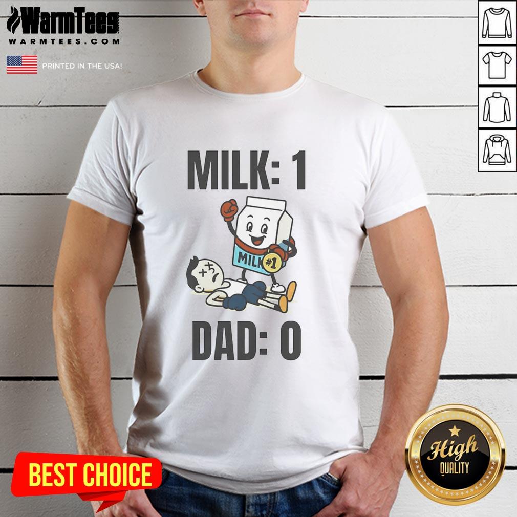Funny Milk 1 Dad 0 T Shirt Funny Milk 1 Dad 0 T-Shirt featuring a humorous design perfect for dad's love of milk and playful dad jokes.