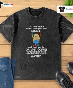 Funny Minion middle finger graphic on a t-shirt, captioned If I can make even one person giggle, wet their pants!
