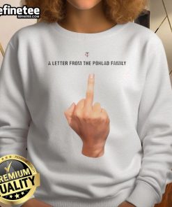 Alt Text: Cozy 'Funny Minnesota Twins A Letter From The Pohlad Family' sweatshirt, perfect for fans showing team spirit.