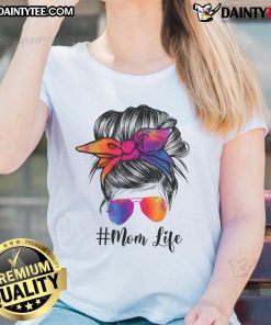 Funny mom life tee featuring messy hair bun and tie-dye design, perfect for Mother's Day gifts for women.