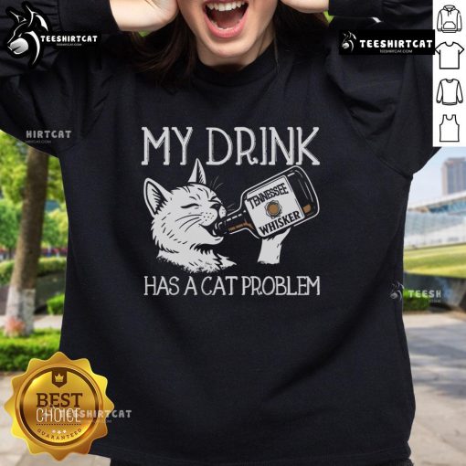 Alt Text: Funny Tennessee Whisker sweatshirt featuring a humorous cat-themed drink design for cat lovers.