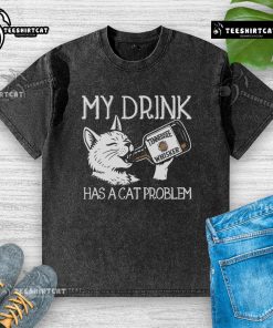 Funny Tennessee Whisker Washed T-Shirt featuring a humorous cat-themed drink design, perfect for cat lovers.