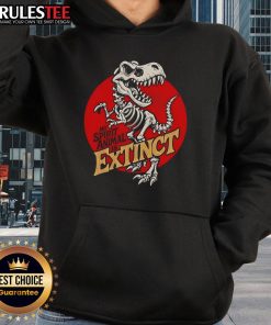 Funny hoodie featuring a T-Rex skeleton with the phrase 'My Spirit Animal is Extinct' for dinosaur lovers.