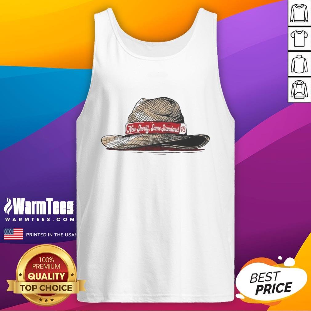 Funny New Sheriff Same Standard Alabama Crimson Tide Football Tank Top Funny New Sheriff Same Standard Alabama Crimson Tide Football Tank Top featuring a playful design and team colors.