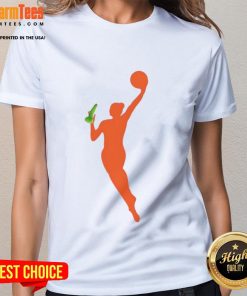 Funny new WNBA logo sex toy meme on a ladies tee, showcasing humor and sports culture in a playful design.
