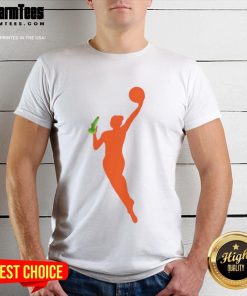 Funny WNBA logo sex toy meme T-shirt featuring a humorous design for basketball enthusiasts and meme lovers.