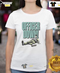 Funny Officer Down DC Sandwich Ladies Tee featuring humorous graphic design for law enforcement enthusiasts.