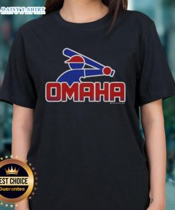 Funny Omaha retro college baseball ladies' tee featuring a playful design, perfect for fans and casual wear.
