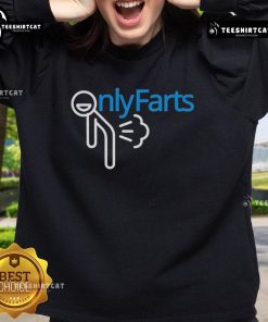 Alt Text: Funny Onlyfarts logo parody sweatshirt featuring a humorous design perfect for casual wear and laughter.