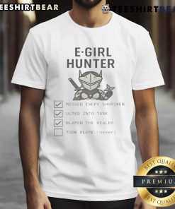 Funny Overwatch Genji E-Girl Hunter Gamer Checklist T-Shirt featuring a playful design for gaming enthusiasts.