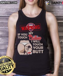 Alt Text: Funny Philadelphia Phillies baseball tank top with a humorous warning about team loyalty and playful threats.