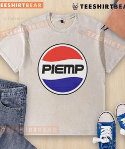 Funny Piemp logo parody of the Pepsi logo on a washed t-shirt, showcasing a humorous twist on a classic design.