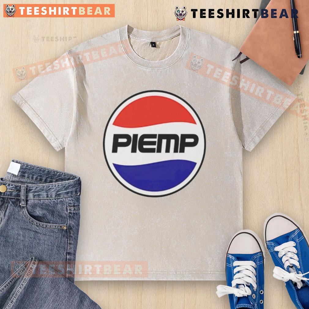 Funny Piemp Logo Pepsi Logo Parody Washed T Shirt Funny Piemp logo parody of the Pepsi logo on a washed t-shirt, showcasing a humorous twist on a classic design.