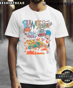 Funny Planet Euphoria Wrestling Comic Graphic T-Shirt featuring colorful cartoon wrestlers in a playful design.