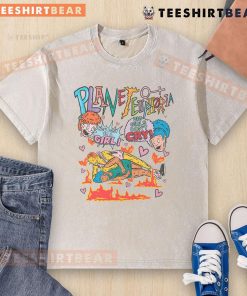 Funny Planet Euphoria Wrestling Comic Graphic on a Washed T-Shirt for a playful and unique style.