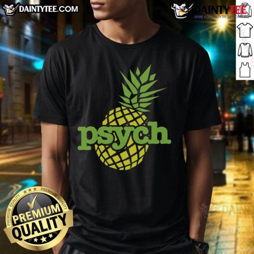 Funny Psych Pineapple T-Shirt featuring a playful pineapple graphic and vibrant colors, perfect for fans of the show.