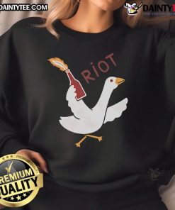 Humorous Riot Goose Sweatshirt featuring a quirky goose design, perfect for casual wear and animal lovers.