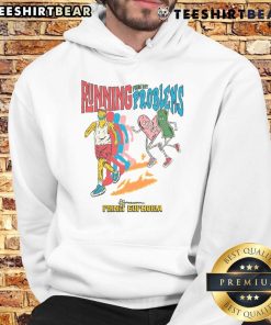Person wearing a Funny Running From My Problems Retro Sport Hoodie, showcasing a playful design in a vibrant outdoor setting.