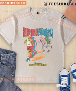 Funny running from my problems retro sport washed t-shirt design featuring a playful graphic and vibrant colors.