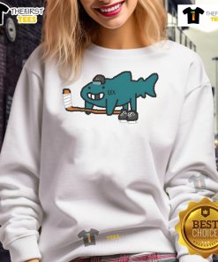 Funny San Jose Sharks art sweatshirt featuring a playful design for hockey fans, perfect for game day or casual wear.