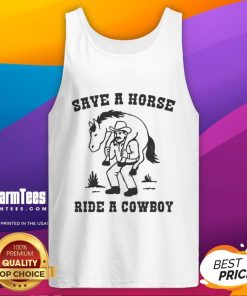 Funny Save A Horse Ride A Cowboy meme tank top featuring a humorous graphic design for country music lovers.