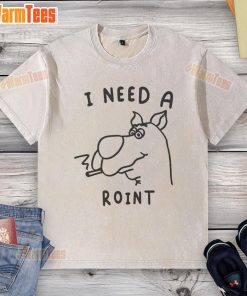 Alt Text: Funny Scooby-Doo smoking graphic on a washed T-shirt saying 'I Need A Roint' perfect for casual wear.