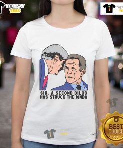 Funny Sir A Second dildo design on a WNBA ladies tee, blending humor and sports fashion for fans.