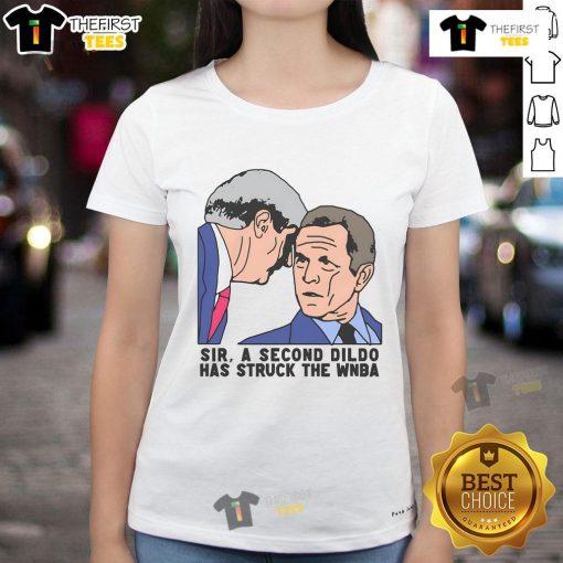 Funny Sir A Second dildo design on a WNBA ladies tee, blending humor and sports fashion for fans.