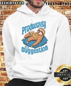 Alt Text: Funny sloth hoodie with Productivity is a suggestion text, perfect for relaxed and humorous style lovers.