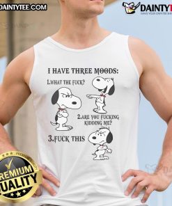 Funny Snoopy 'I Have Three Moods' tank top featuring a playful design perfect for casual wear and dog lovers.