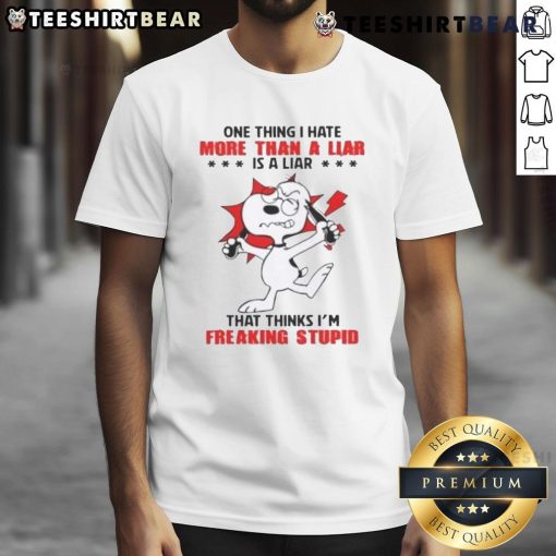 Funny Snoopy T-shirt design featuring the quote about liars, perfect for those who value honesty and humor.